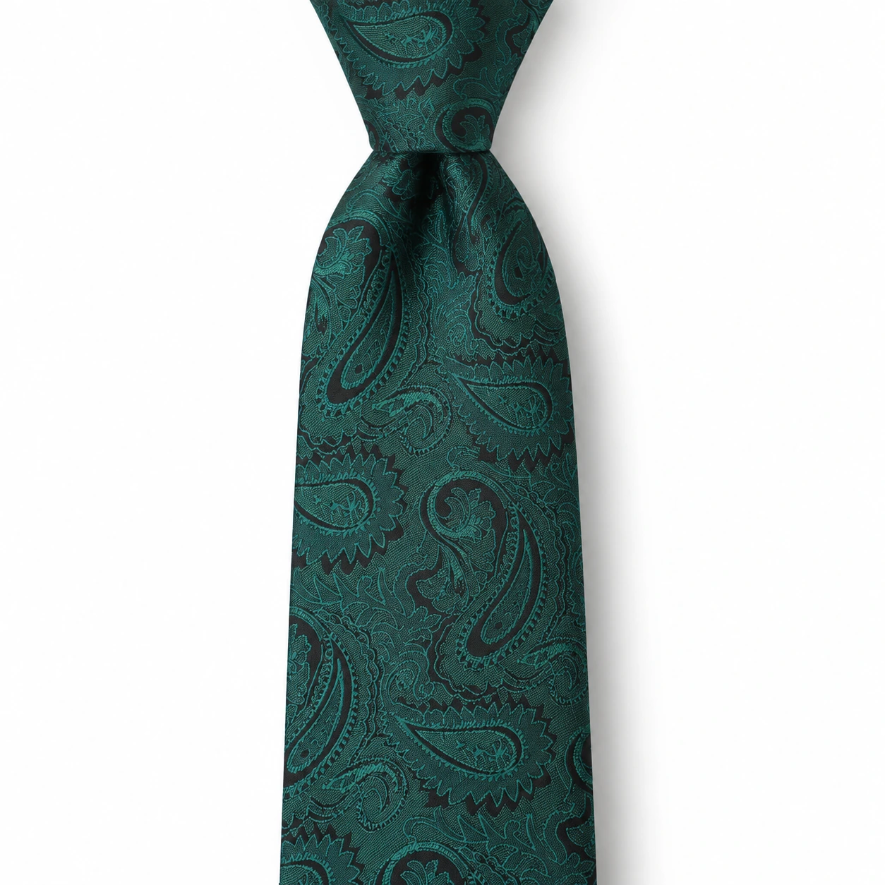 Deep Teal and Black Tonal Paisley Necktie