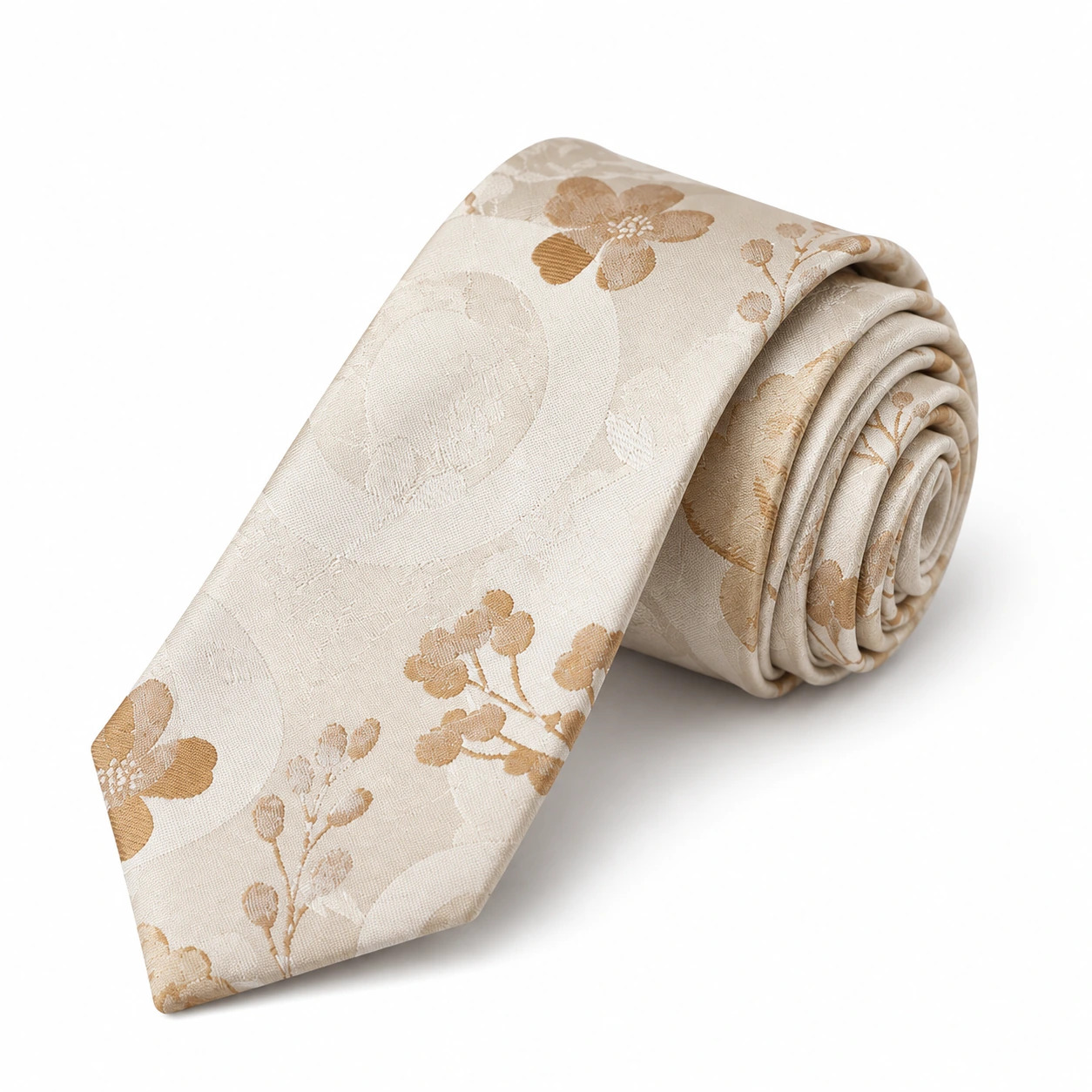 Ivory and Champagne Blossom Necktie
