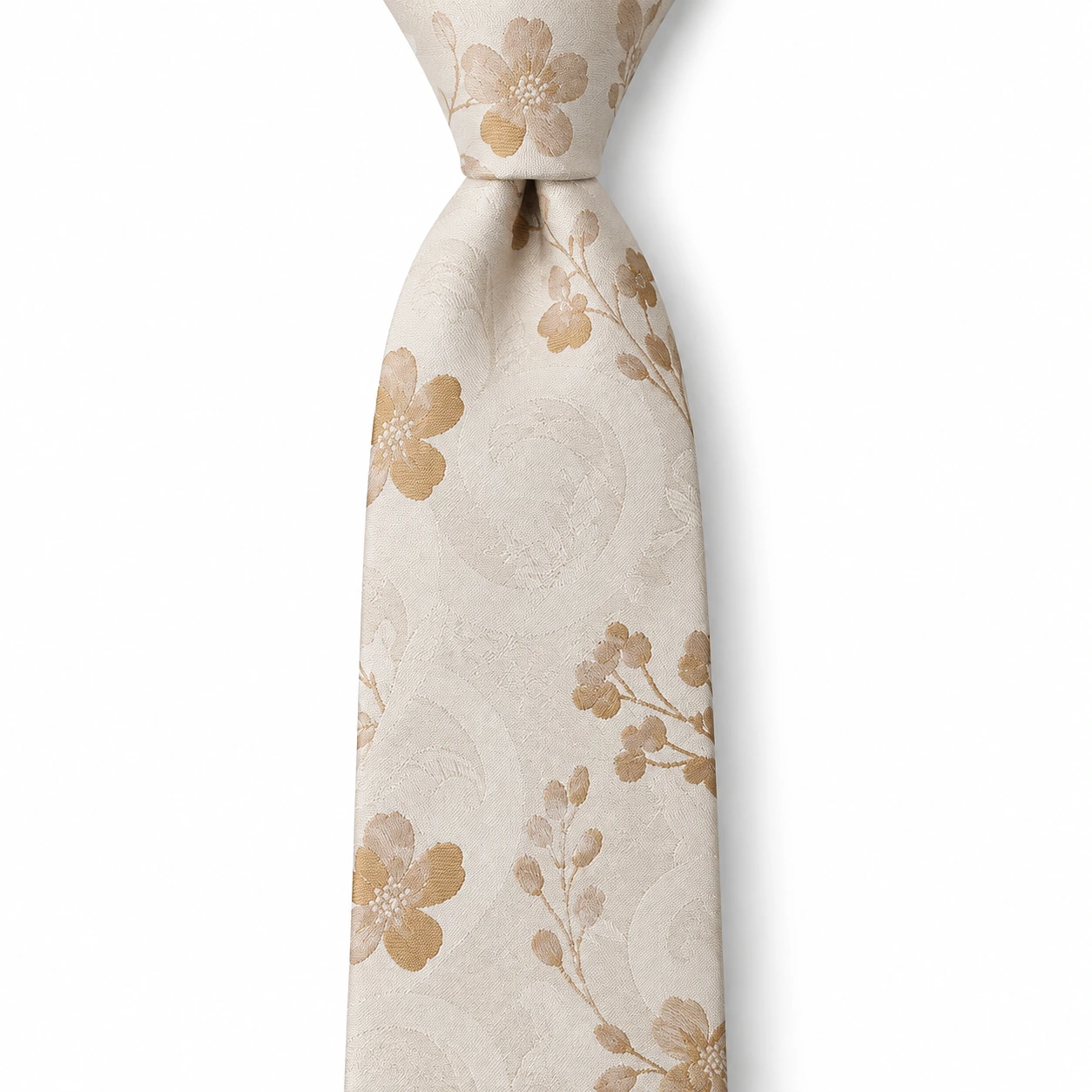 Ivory and Champagne Blossom Necktie