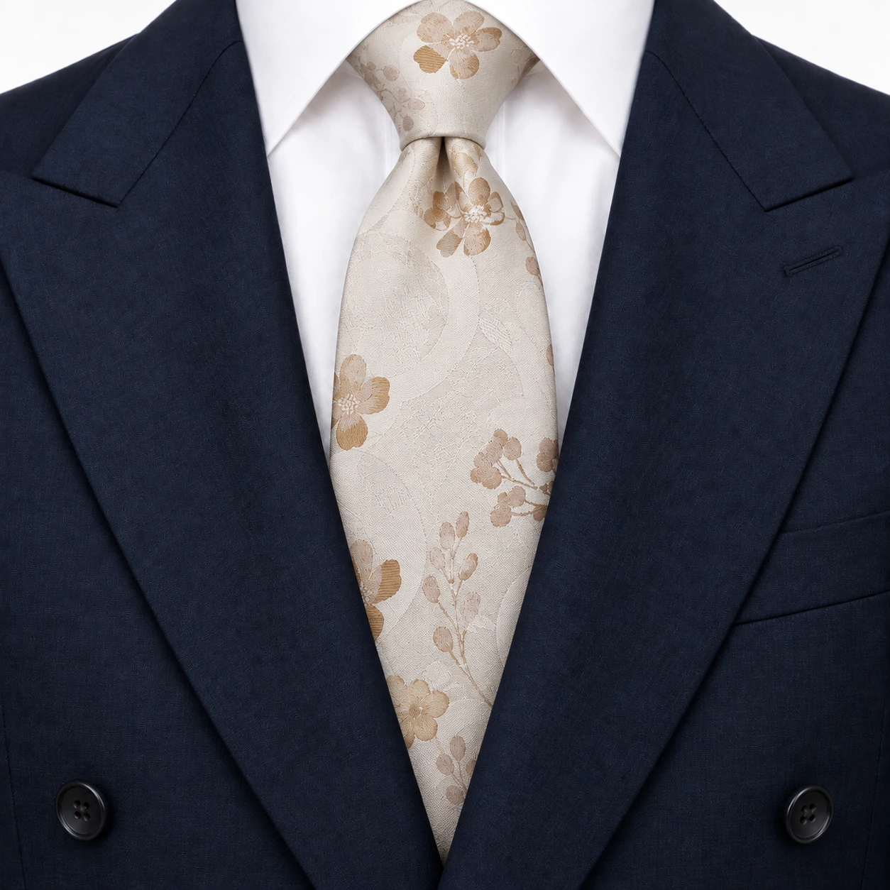 Ivory and Champagne Blossom Necktie — view 3 of 3