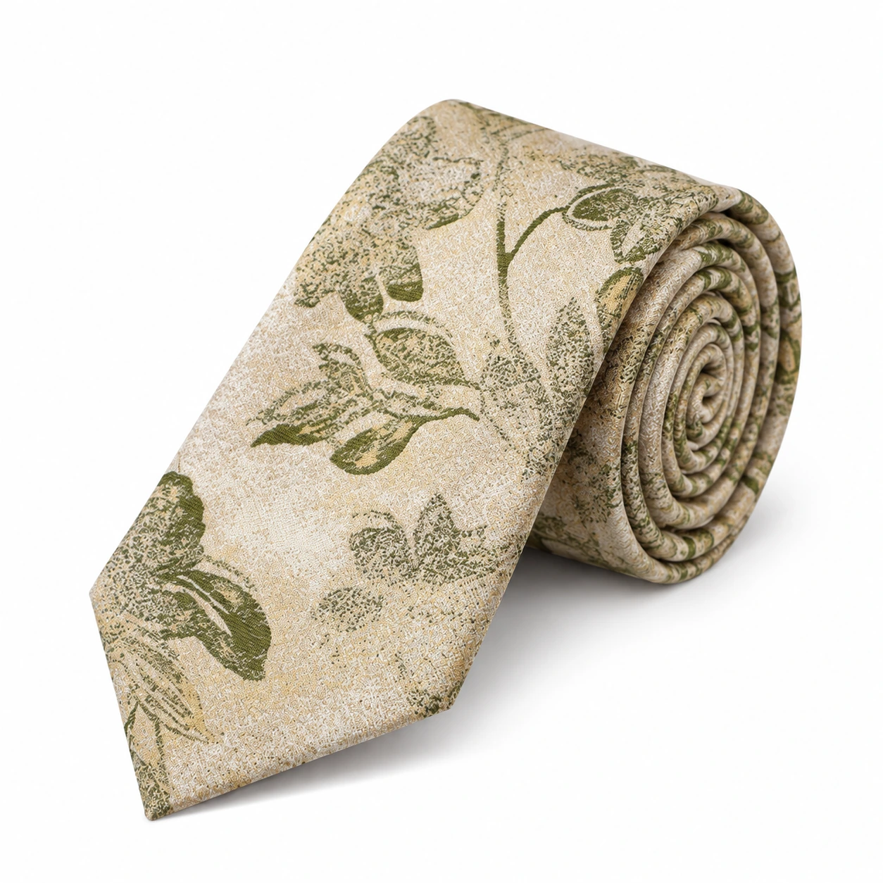 Ivory and Olive Botanical Necktie