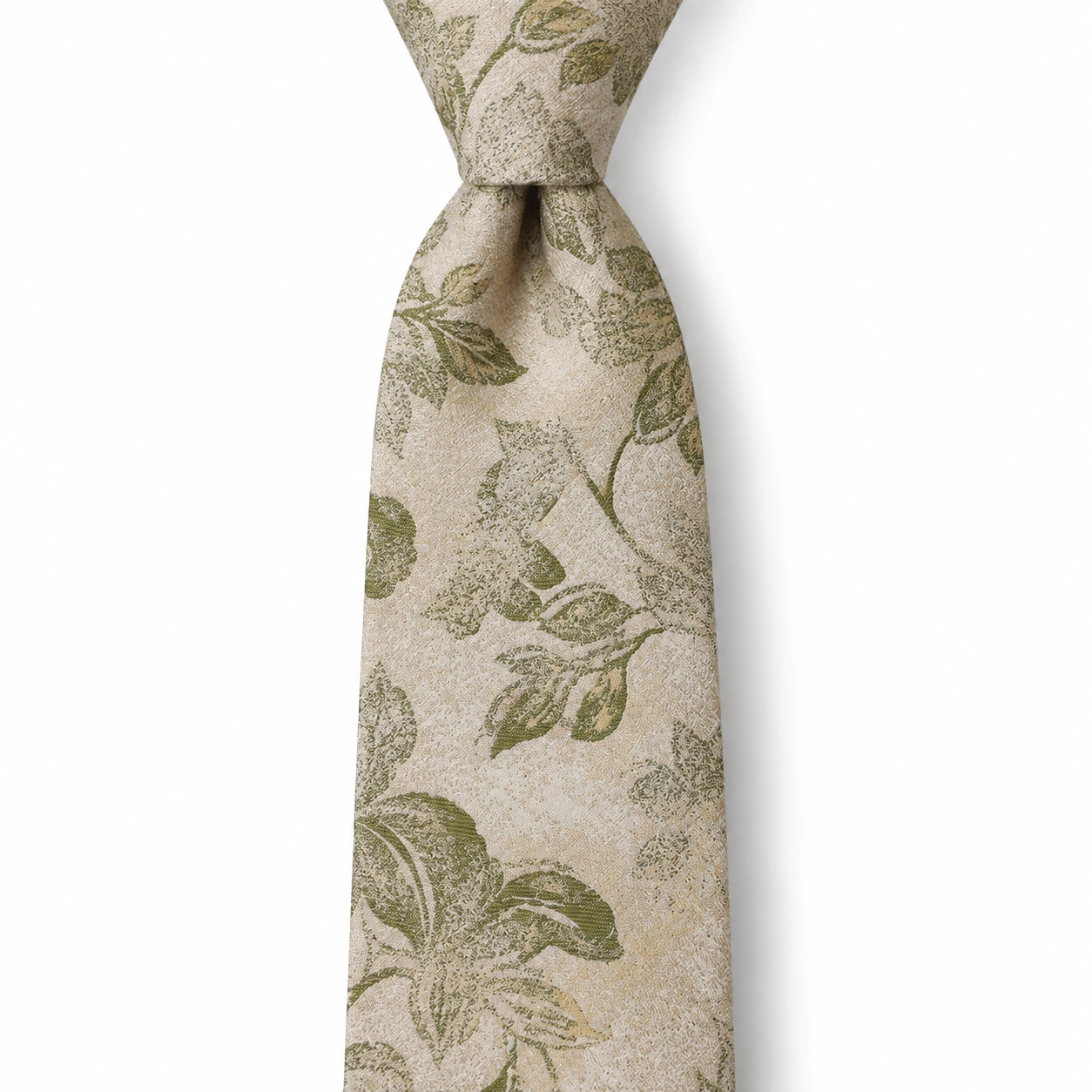 Ivory and Olive Botanical Necktie
