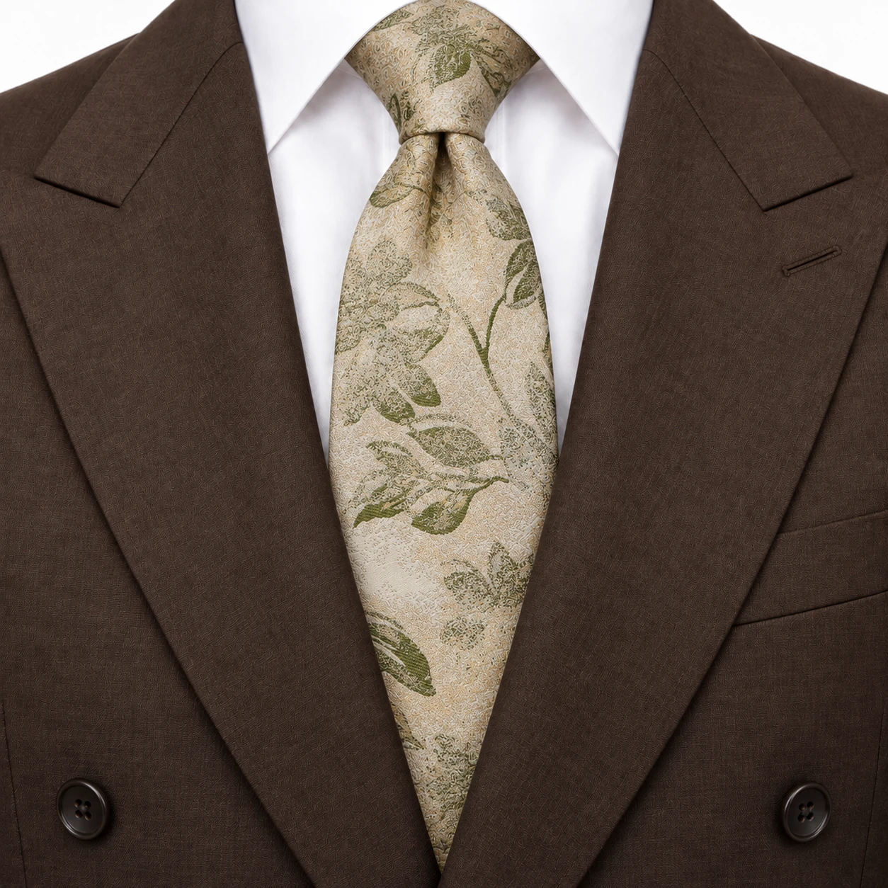 Ivory and Olive Botanical Necktie — ver 3 de 3