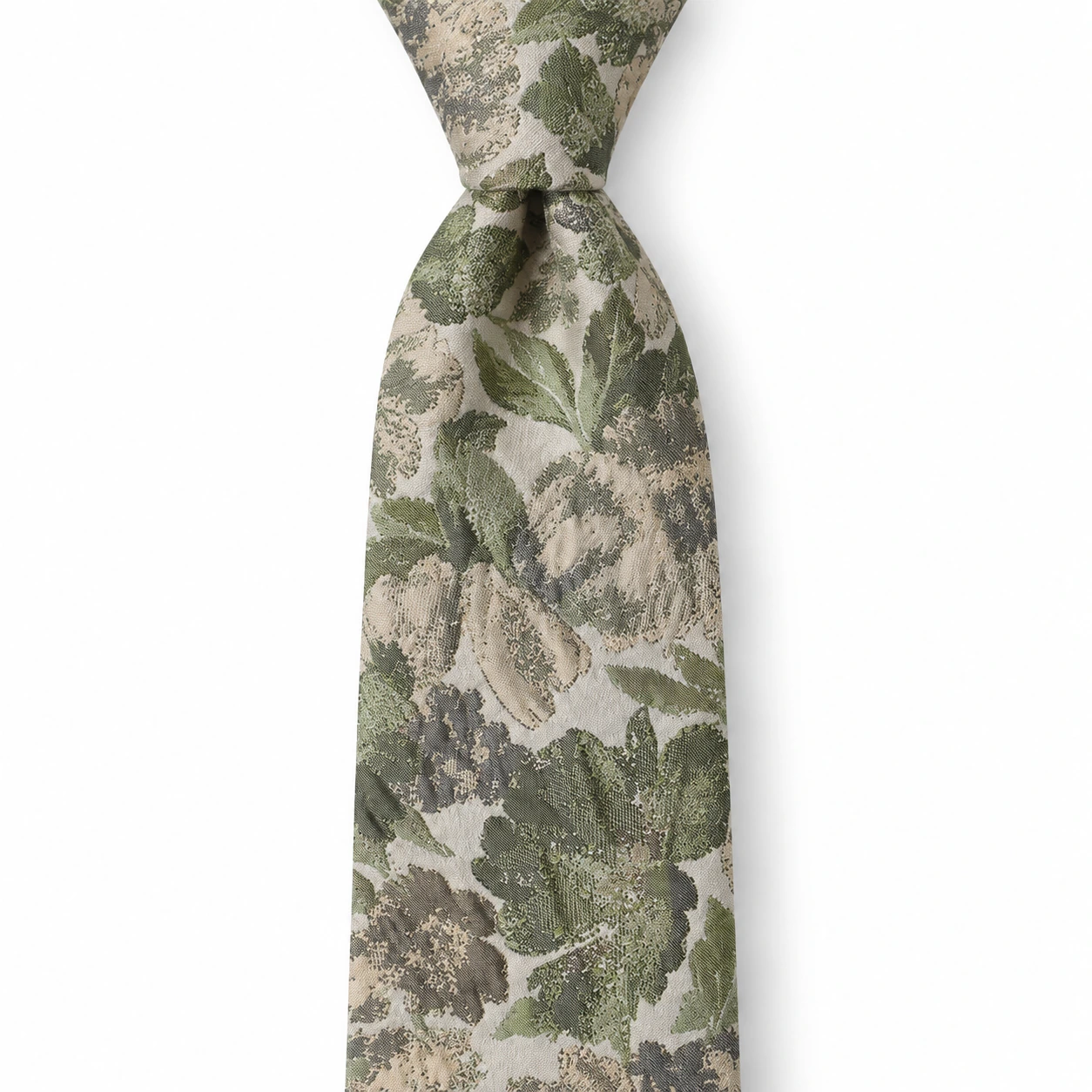 Ivory, Sage and Taupe Floral Necktie