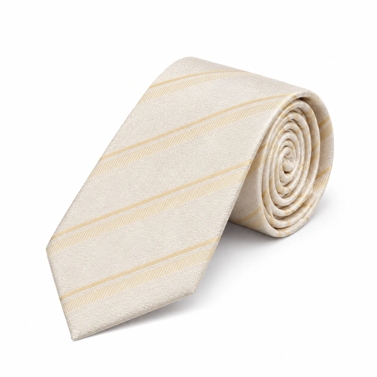 Ivory and Pale Gold Diagonal Stripe Necktie