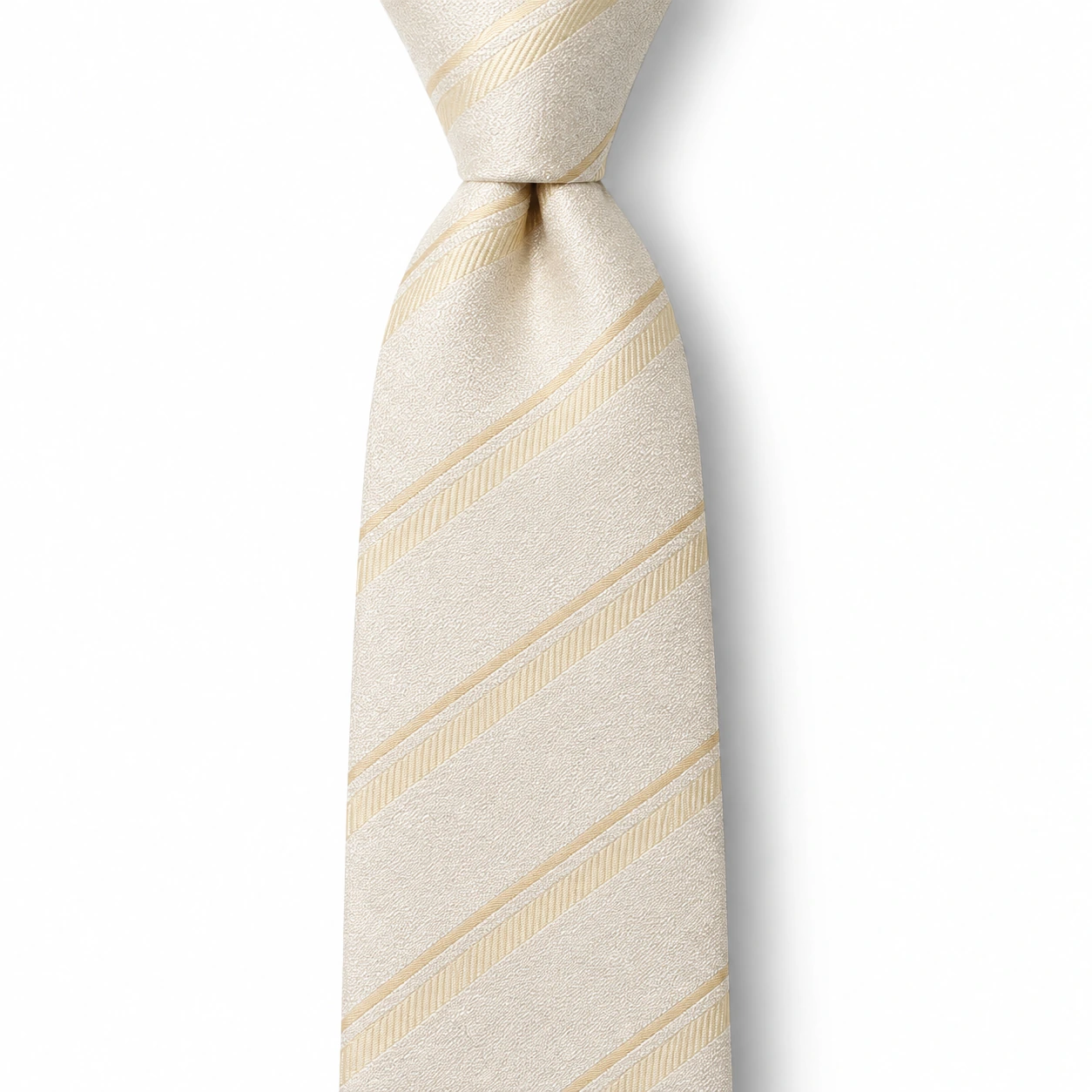 Ivory and Pale Gold Diagonal Stripe Necktie — ver 2 de 3
