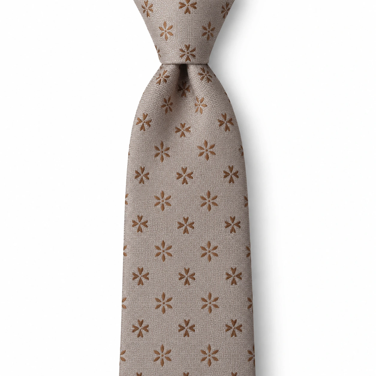 Taupe and Brown Small Floral Necktie — view 2 of 3