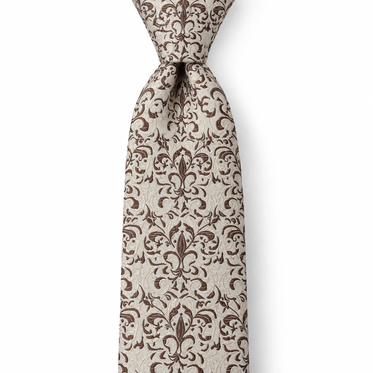 Ivory and Chocolate Ornamental Scroll Necktie — ver 2 de 3