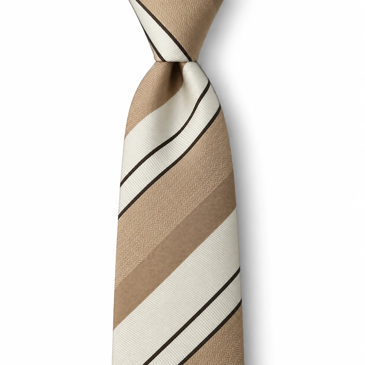 Sand, Ivory and Black Block Stripe Necktie — view 2 of 3