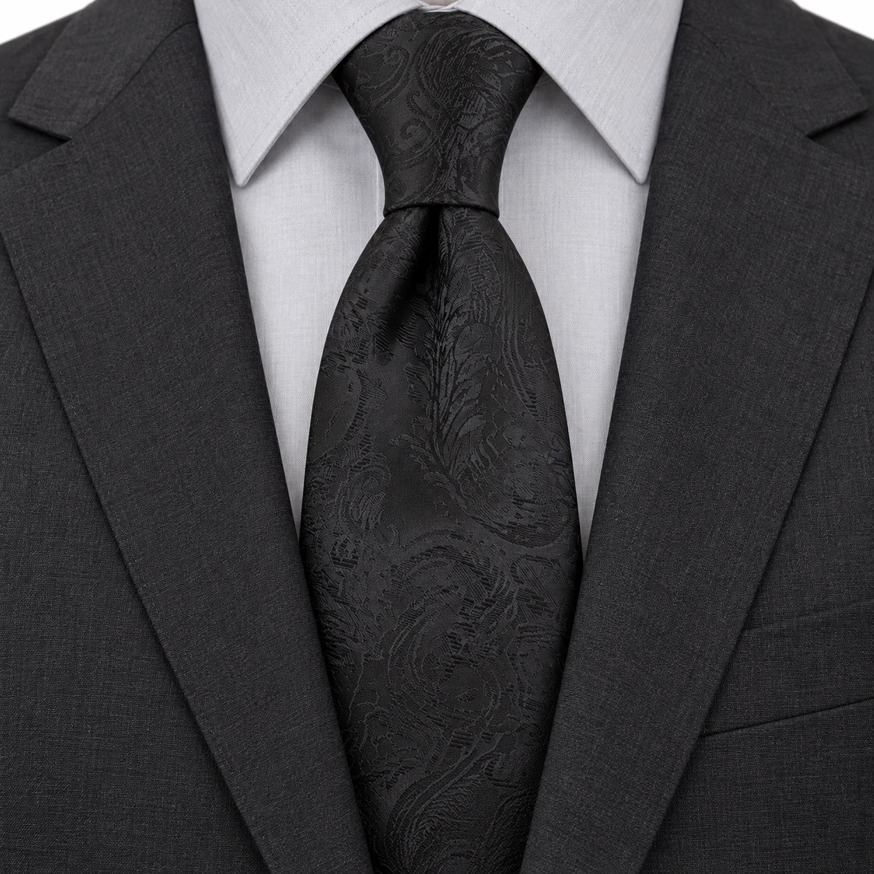 Black Tonal Feathered Paisley Necktie — view 3 of 3
