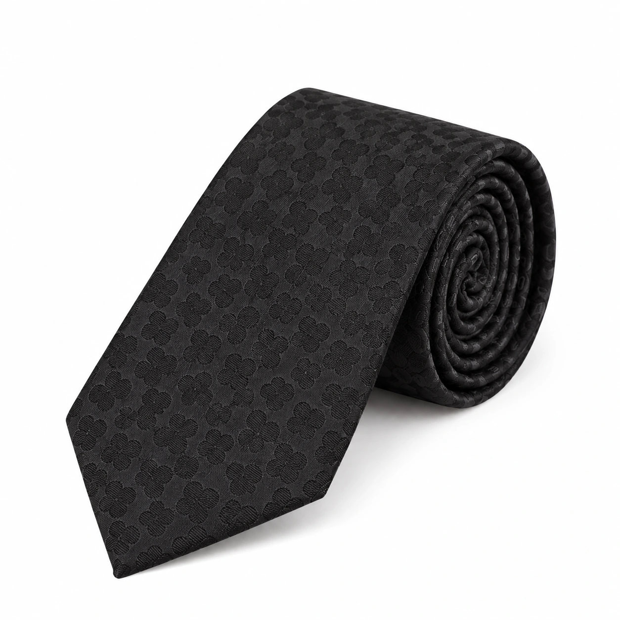Black Tonal Rounded Geometric Check Necktie