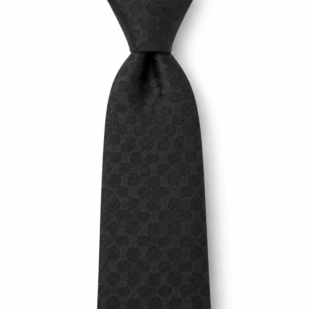 Black Tonal Rounded Geometric Check Necktie — ver 2 de 3