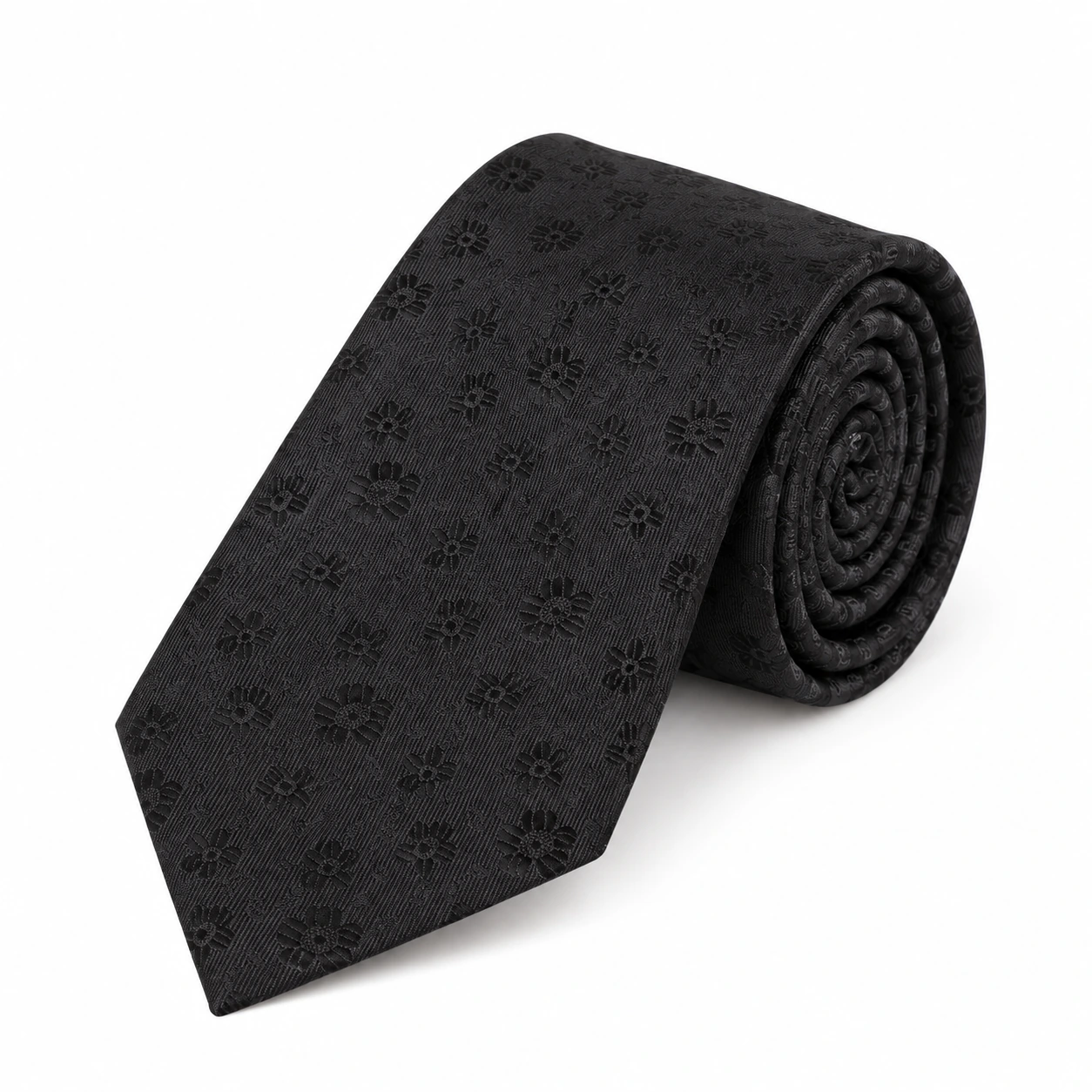 Black Tonal Small Floral Necktie