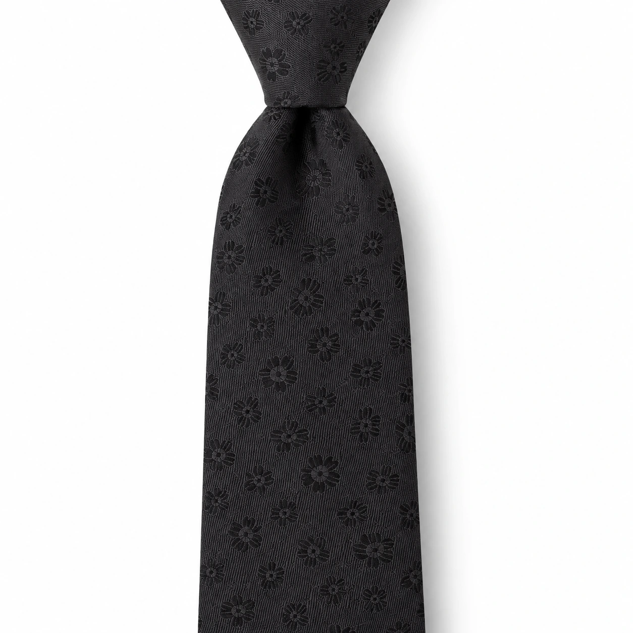 Black Tonal Small Floral Necktie — ver 2 de 3
