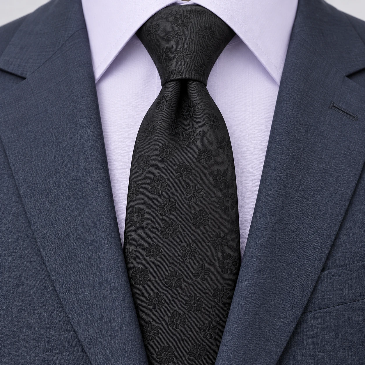 Black Tonal Small Floral Necktie — ver 3 de 3