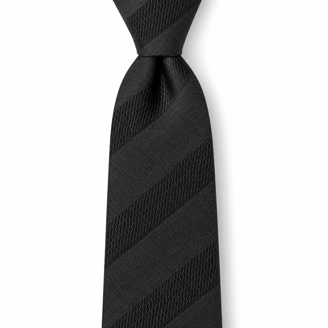 Black Tonal Broad Textured Stripe Necktie — view 2 of 3