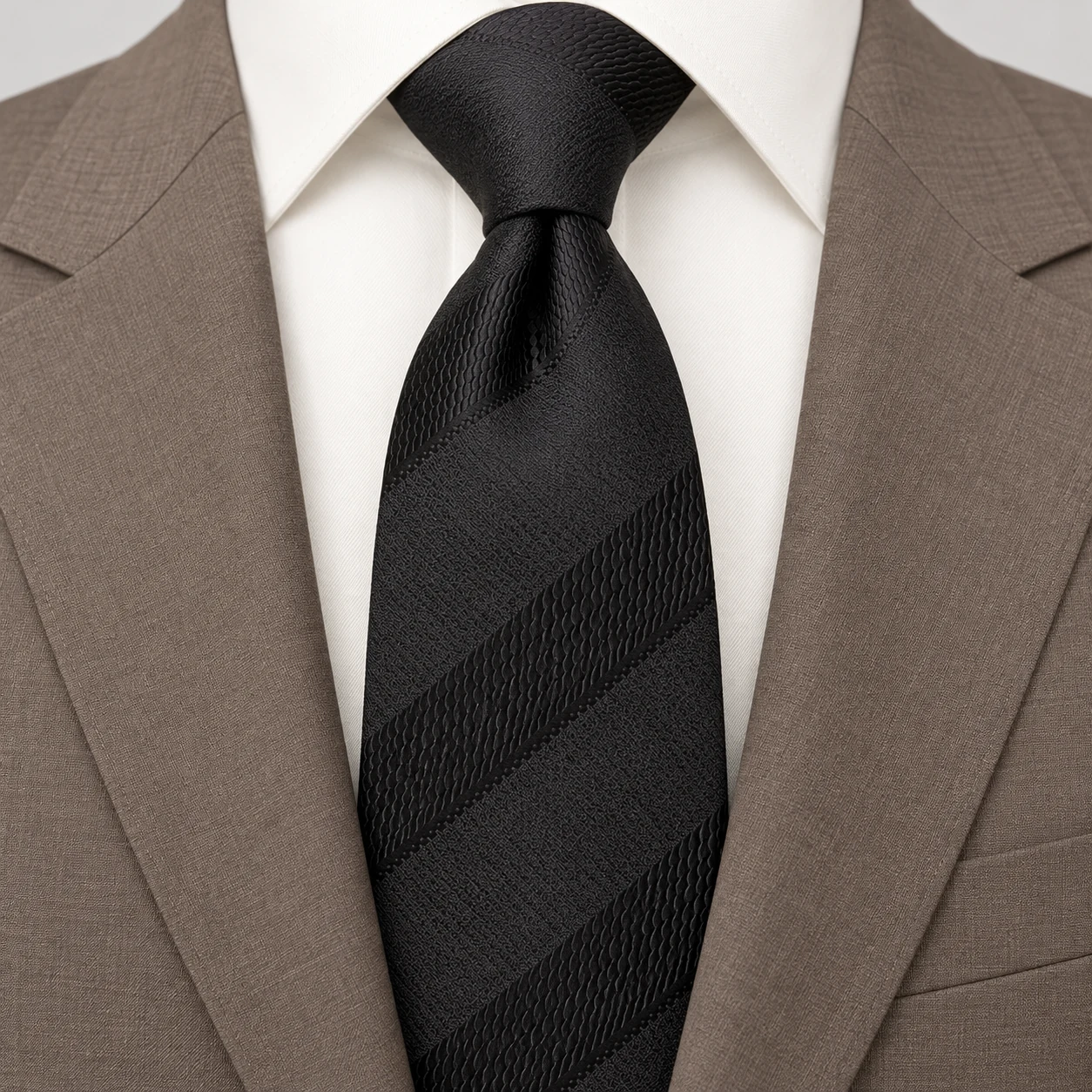 Black Tonal Broad Textured Stripe Necktie — view 3 of 3