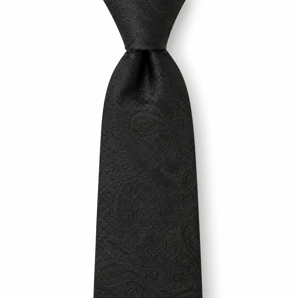 Black Tonal Large Botanical Paisley Necktie — view 2 of 3