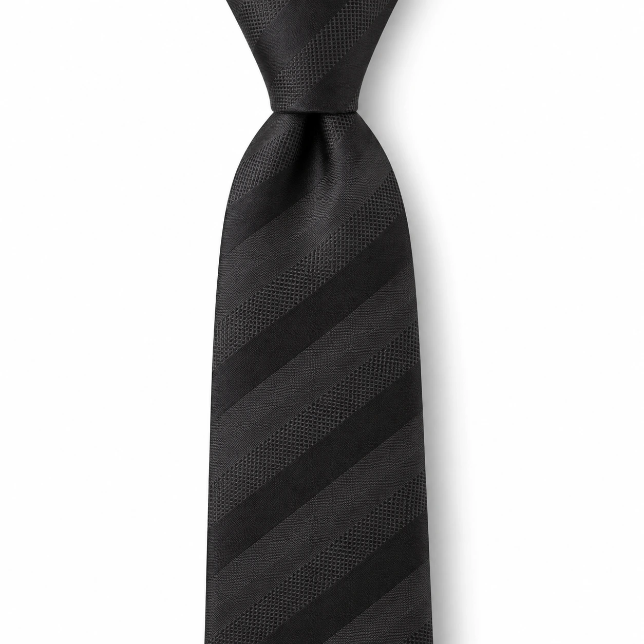 Black Tonal Mesh Diagonal Stripe Necktie — view 2 of 3