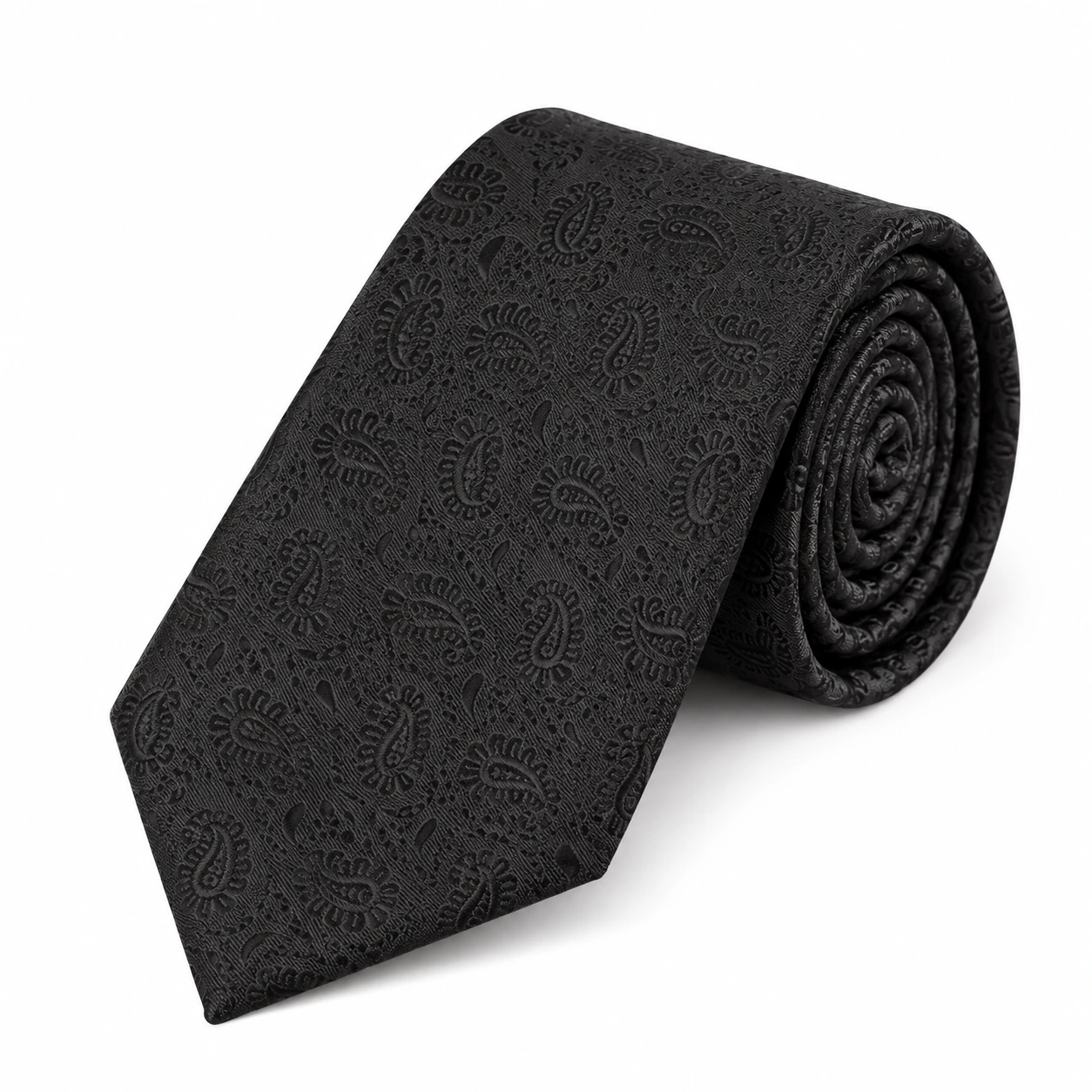 Black Tonal Small Paisley Necktie