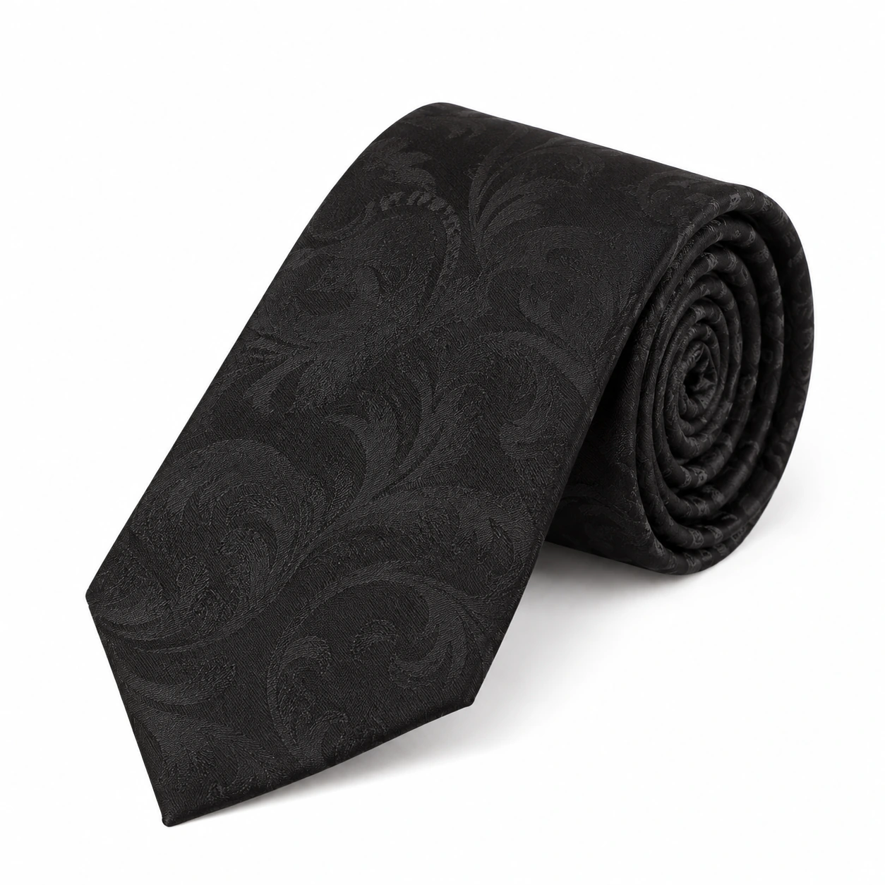 Black Tonal Sweeping Scroll Necktie