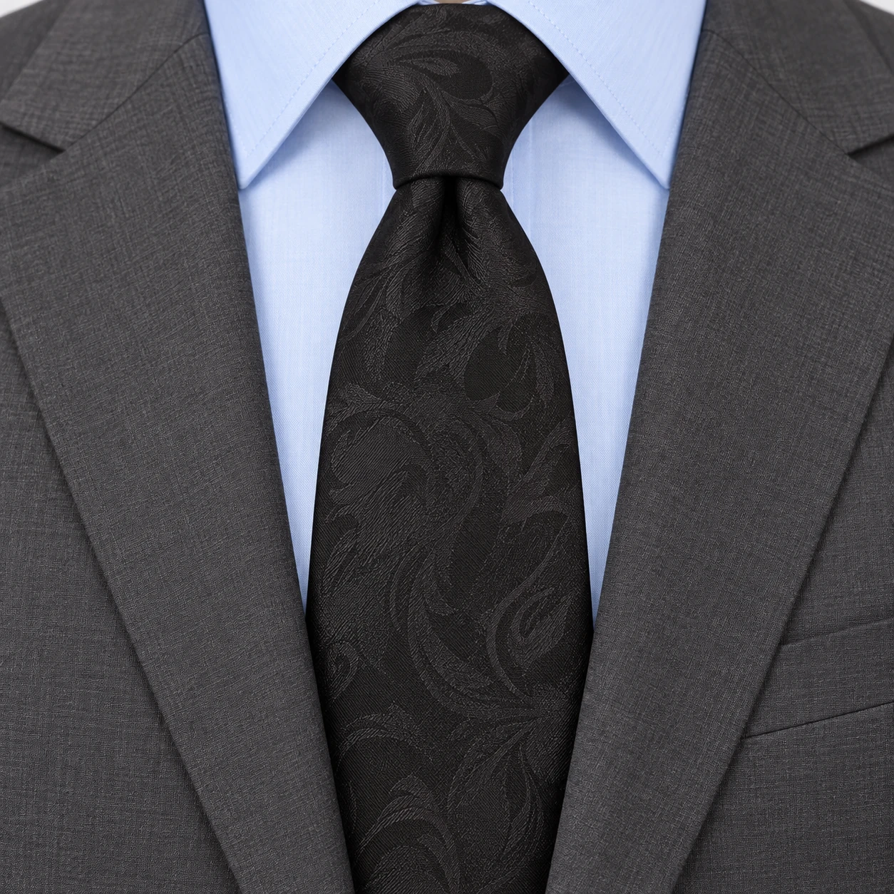 Black Tonal Sweeping Scroll Necktie — ver 3 de 3