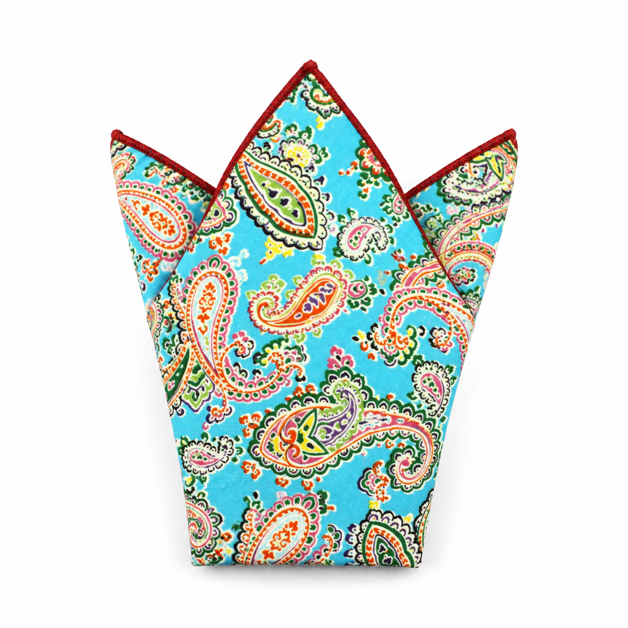 Turquoise Multicolor Paisley Pocket Square
