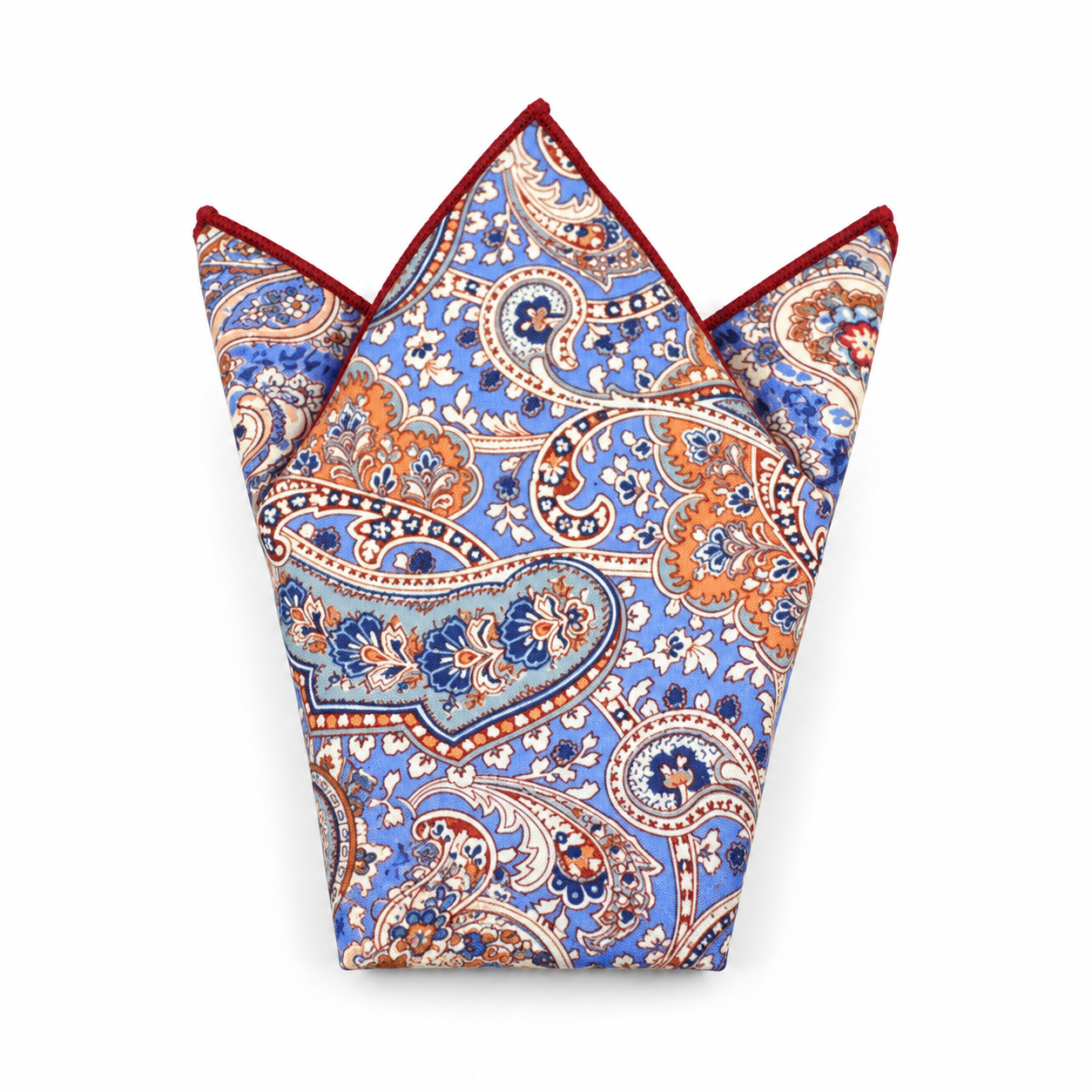 Blue and Orange Paisley Pocket Square