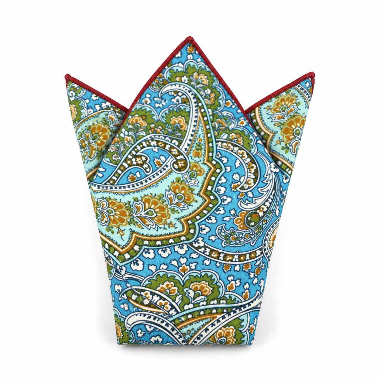 Blue and Green Paisley Pocket Square