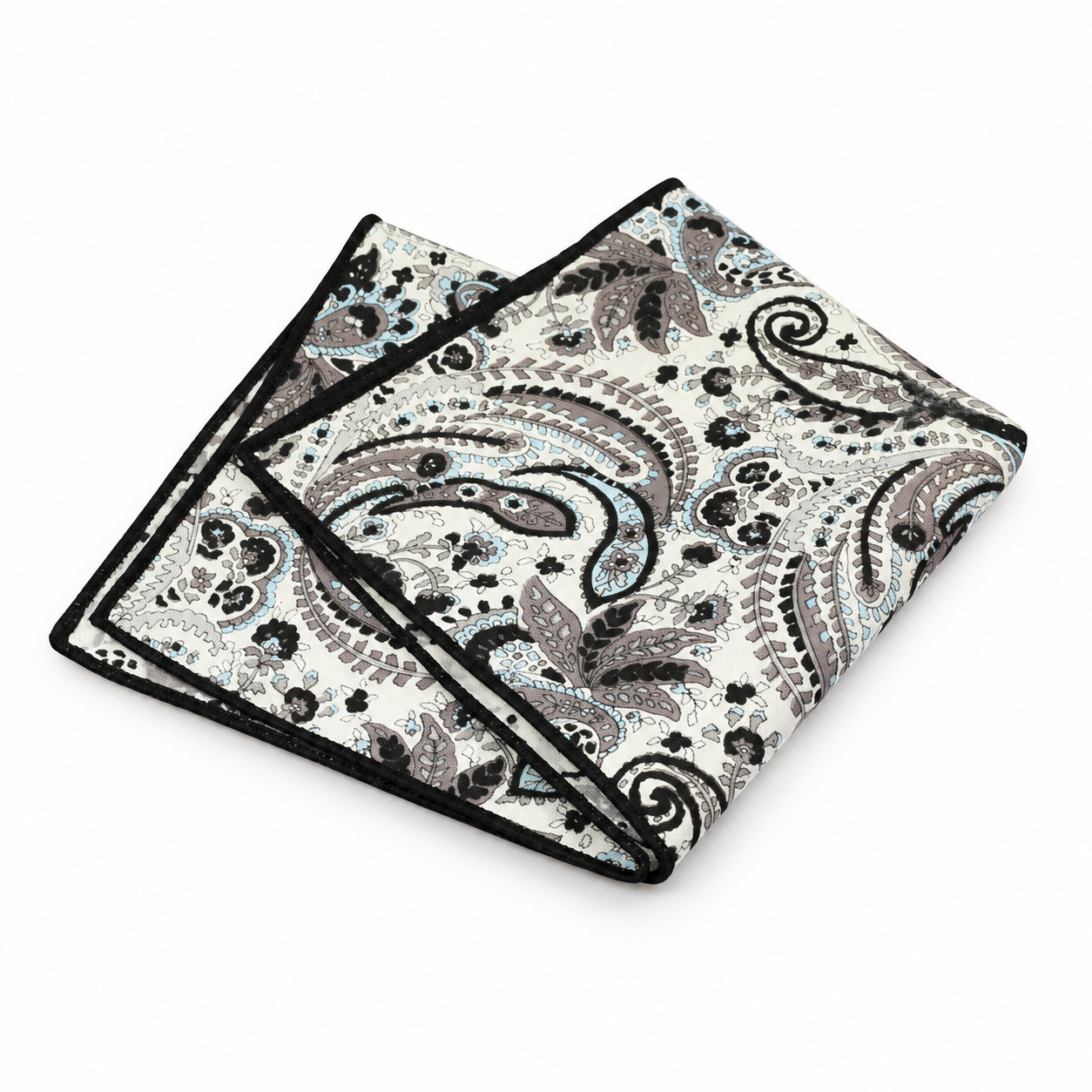 Gray and Black Paisley Pocket Square