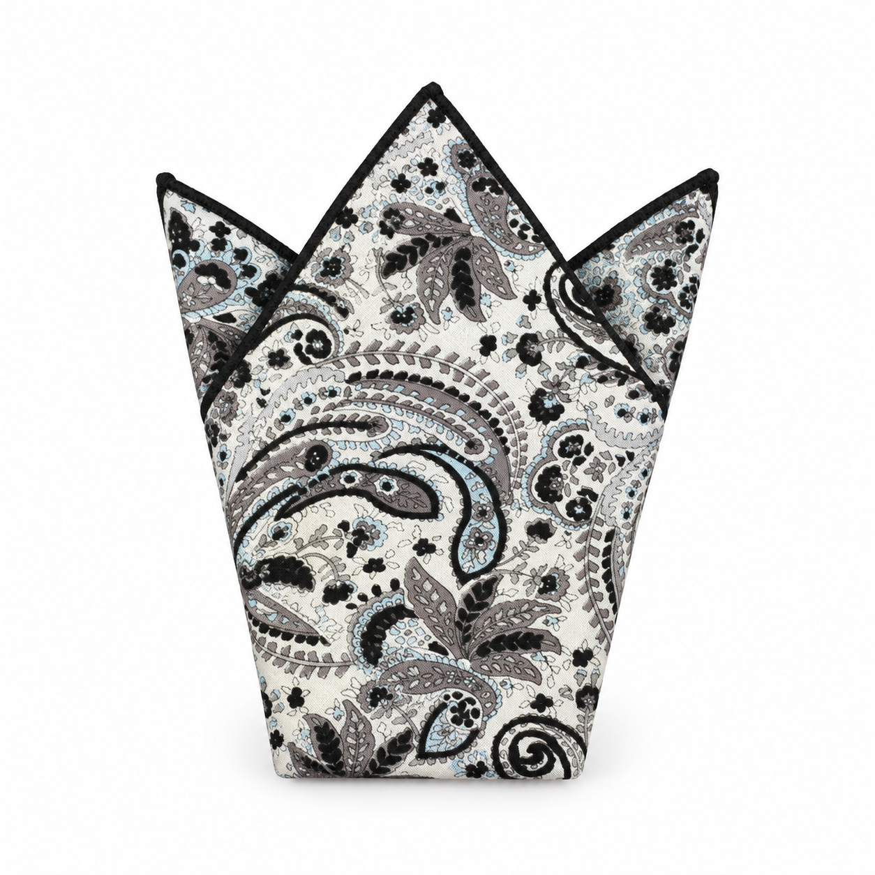 Gray and Black Paisley Pocket Square