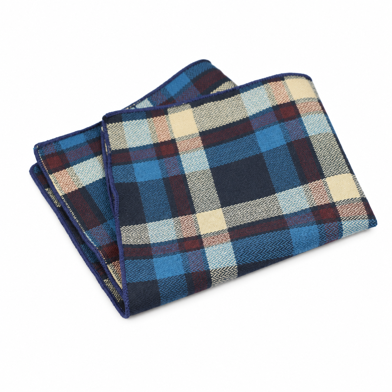 Blue Multicolor Plaid Pocket Square