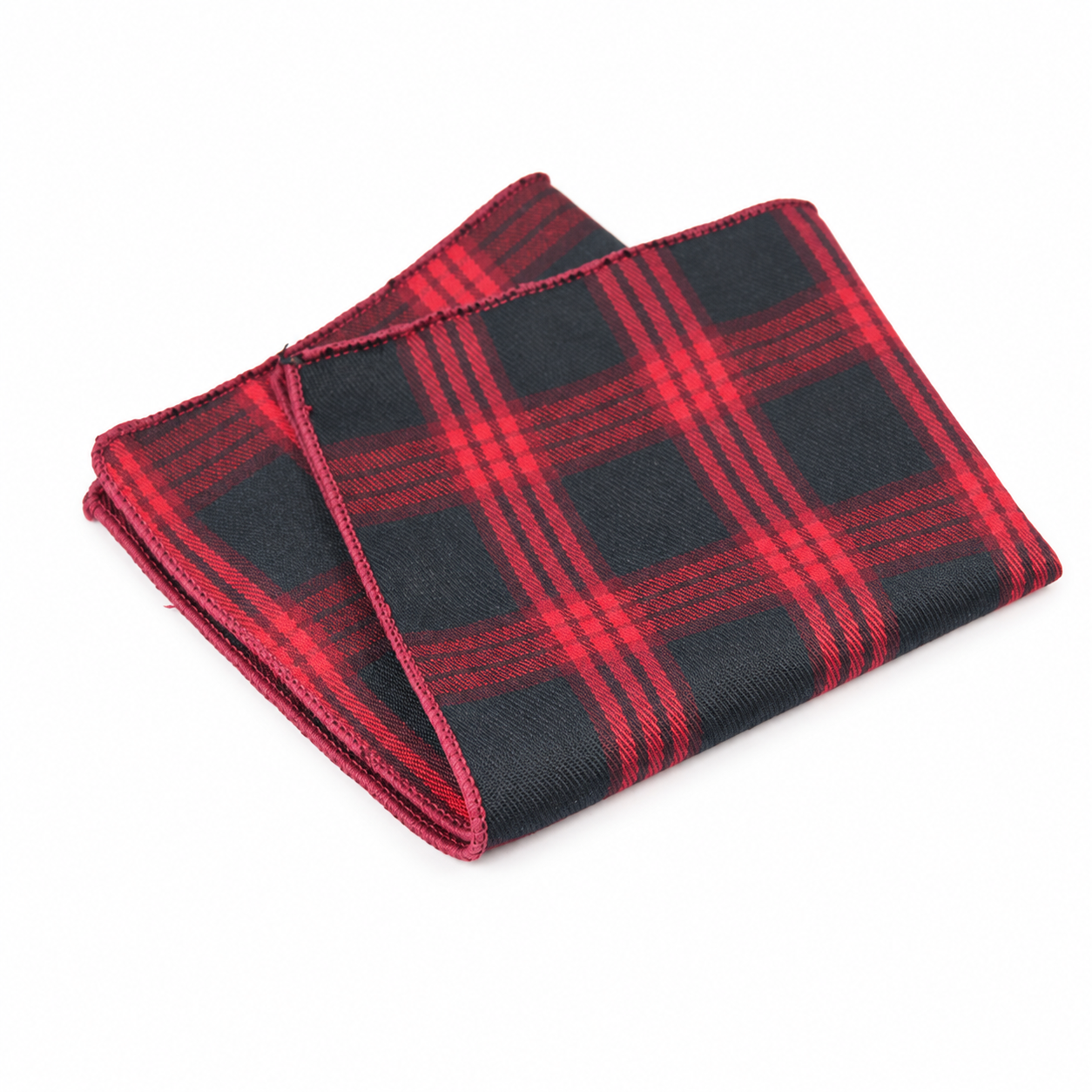 Red and Black Plaid Pocket Square