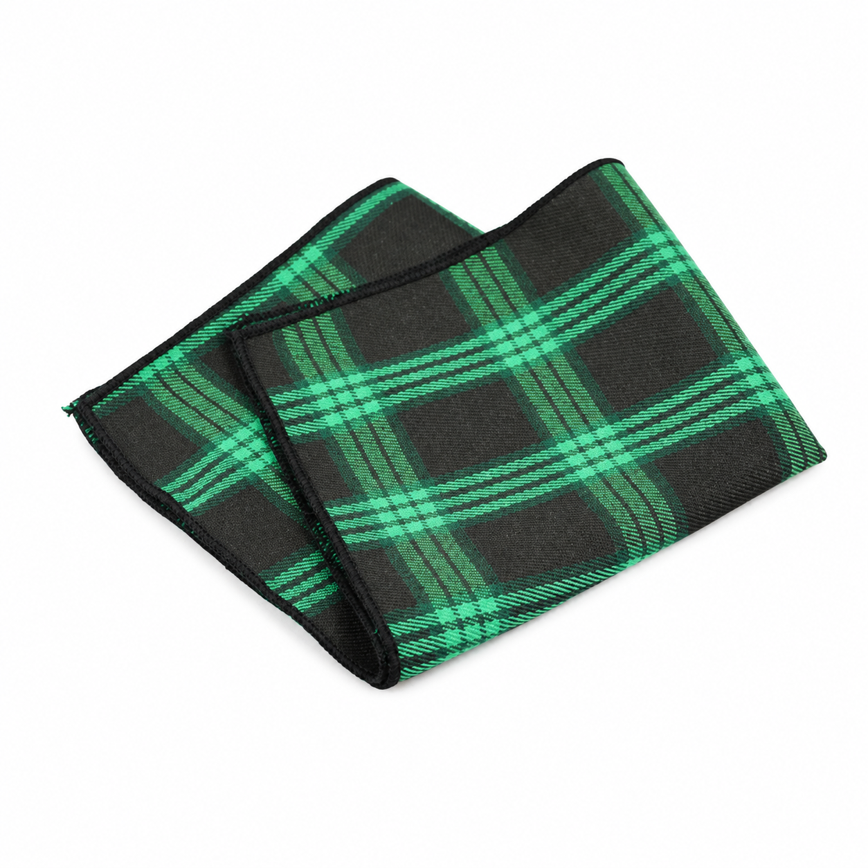 Green and Black Plaid Pocket Square