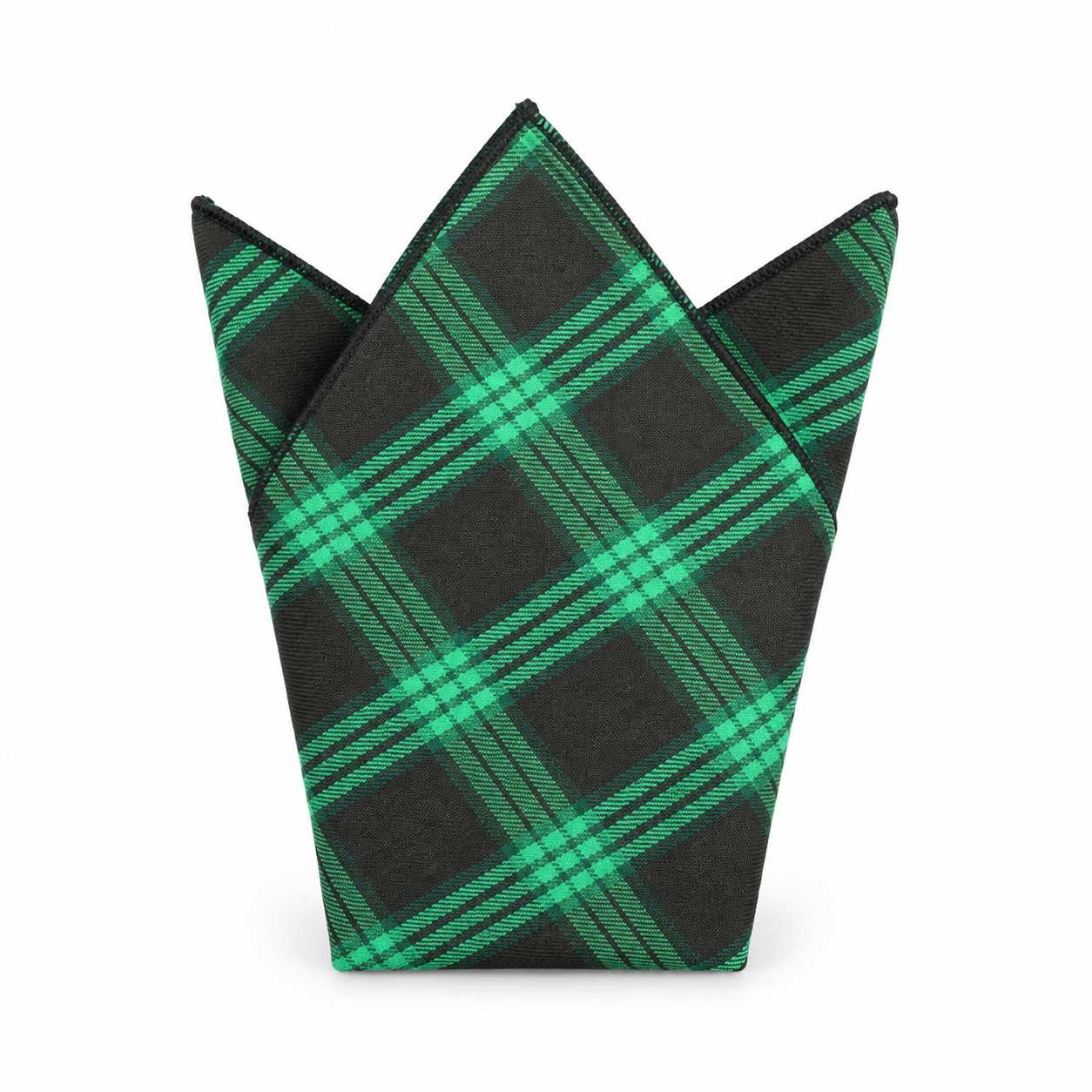 Green and Black Plaid Pocket Square