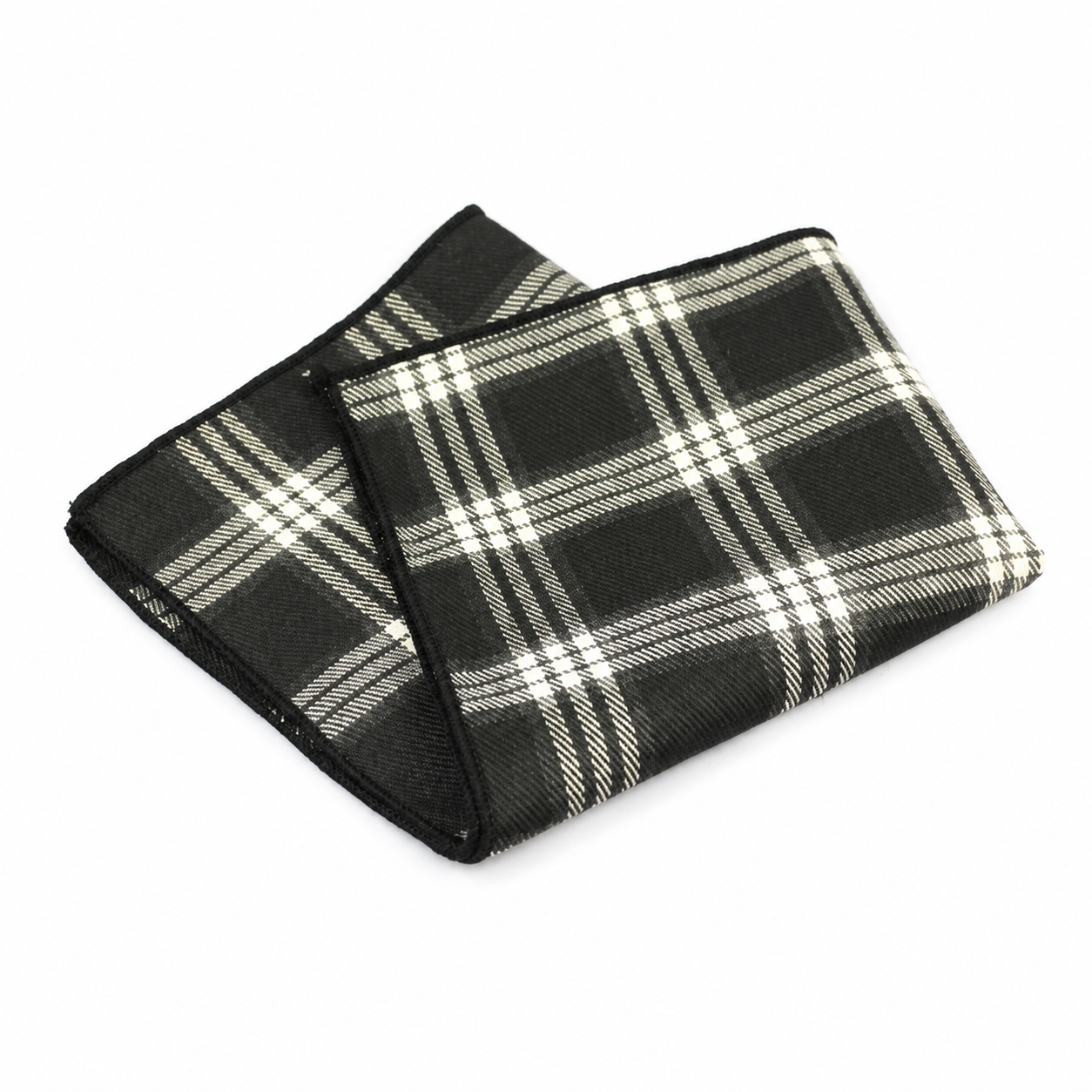 Black and Cream Plaid Pocket Square