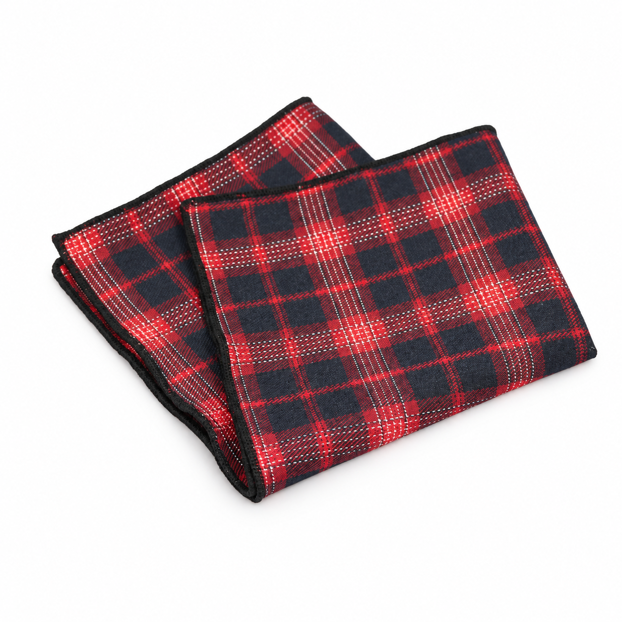 Red and Navy Plaid Pocket Square