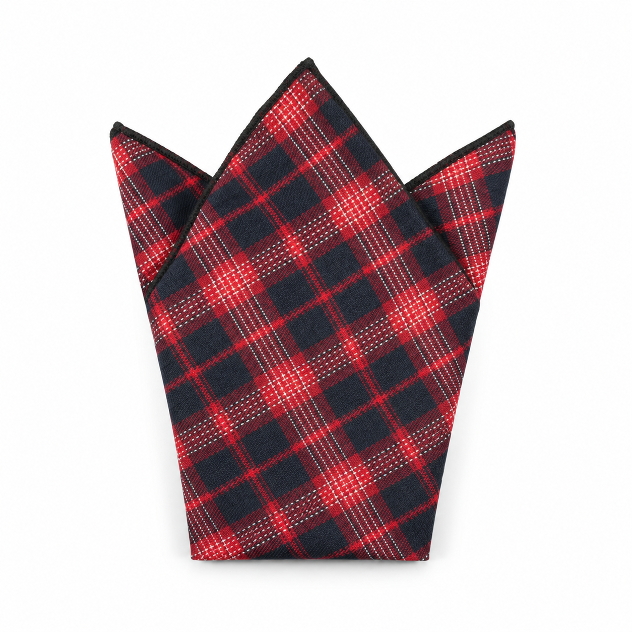Red and Navy Plaid Pocket Square