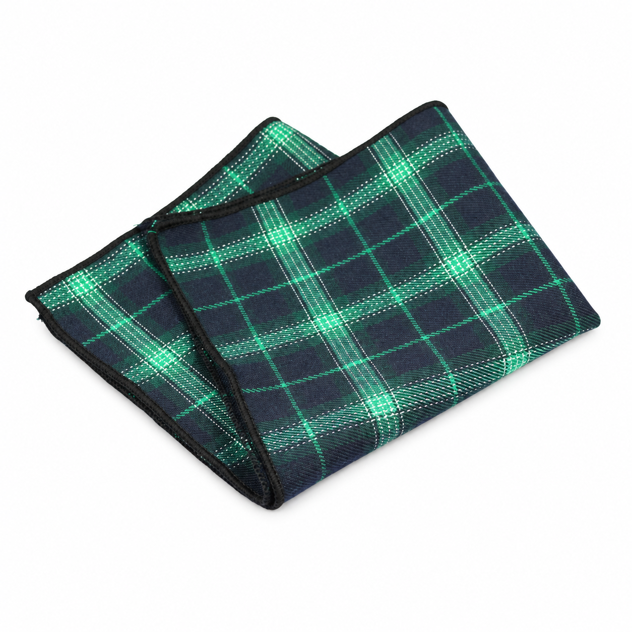 Navy and Green Plaid Pocket Square