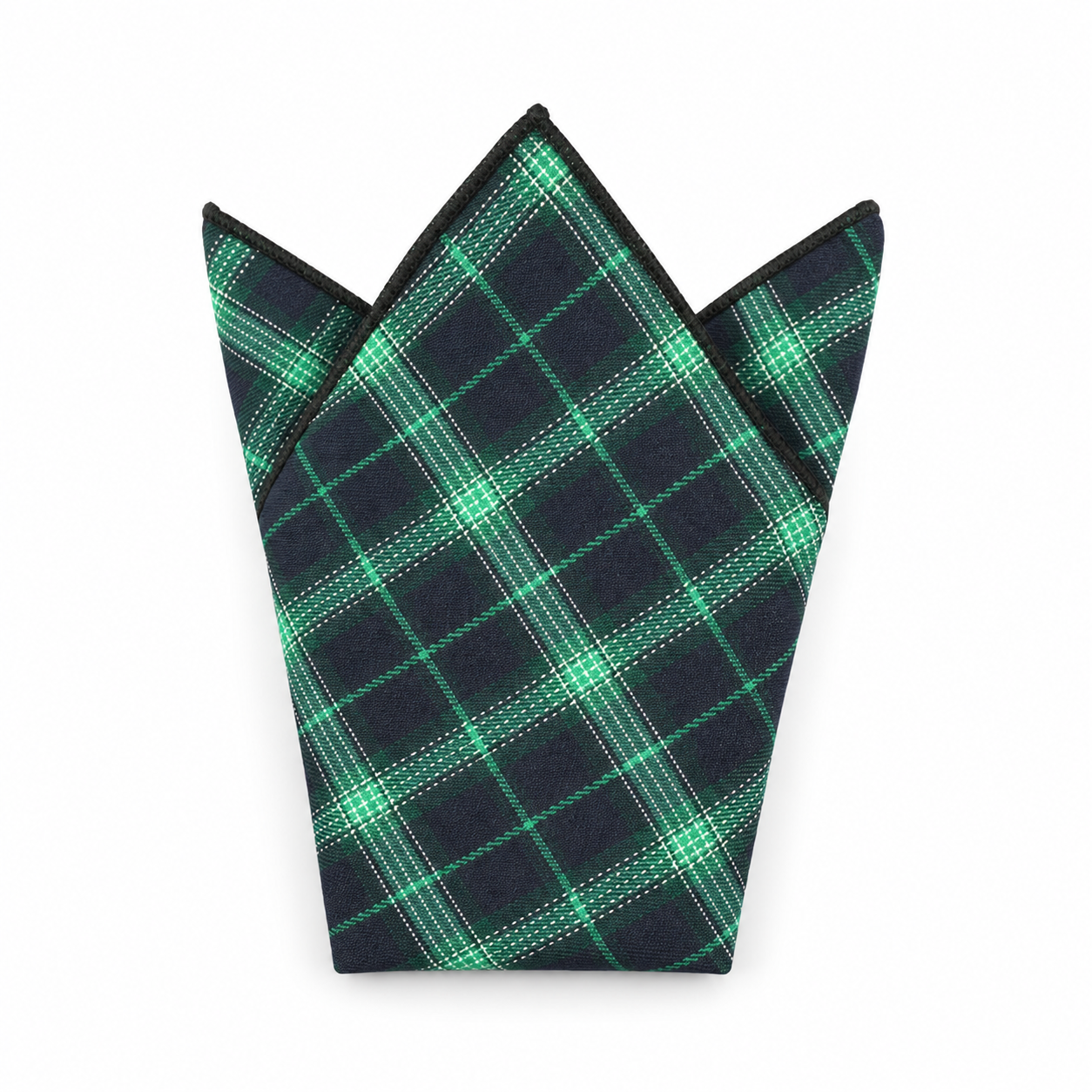 Navy and Green Plaid Pocket Square