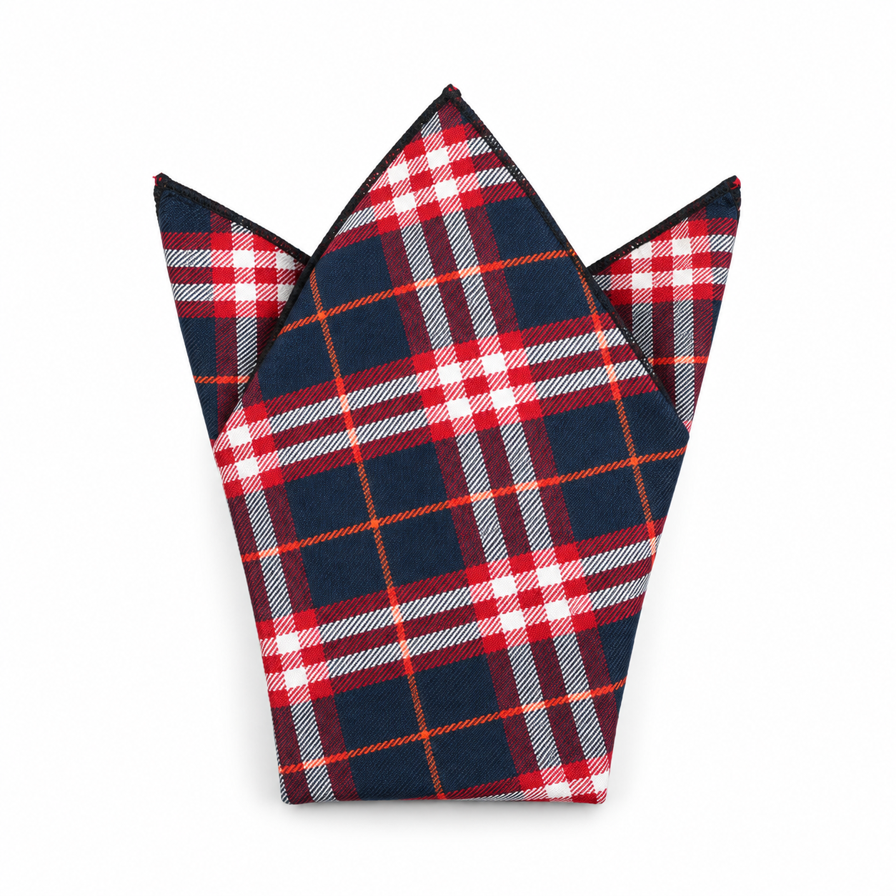 Navy, Red and White Plaid Pocket Square