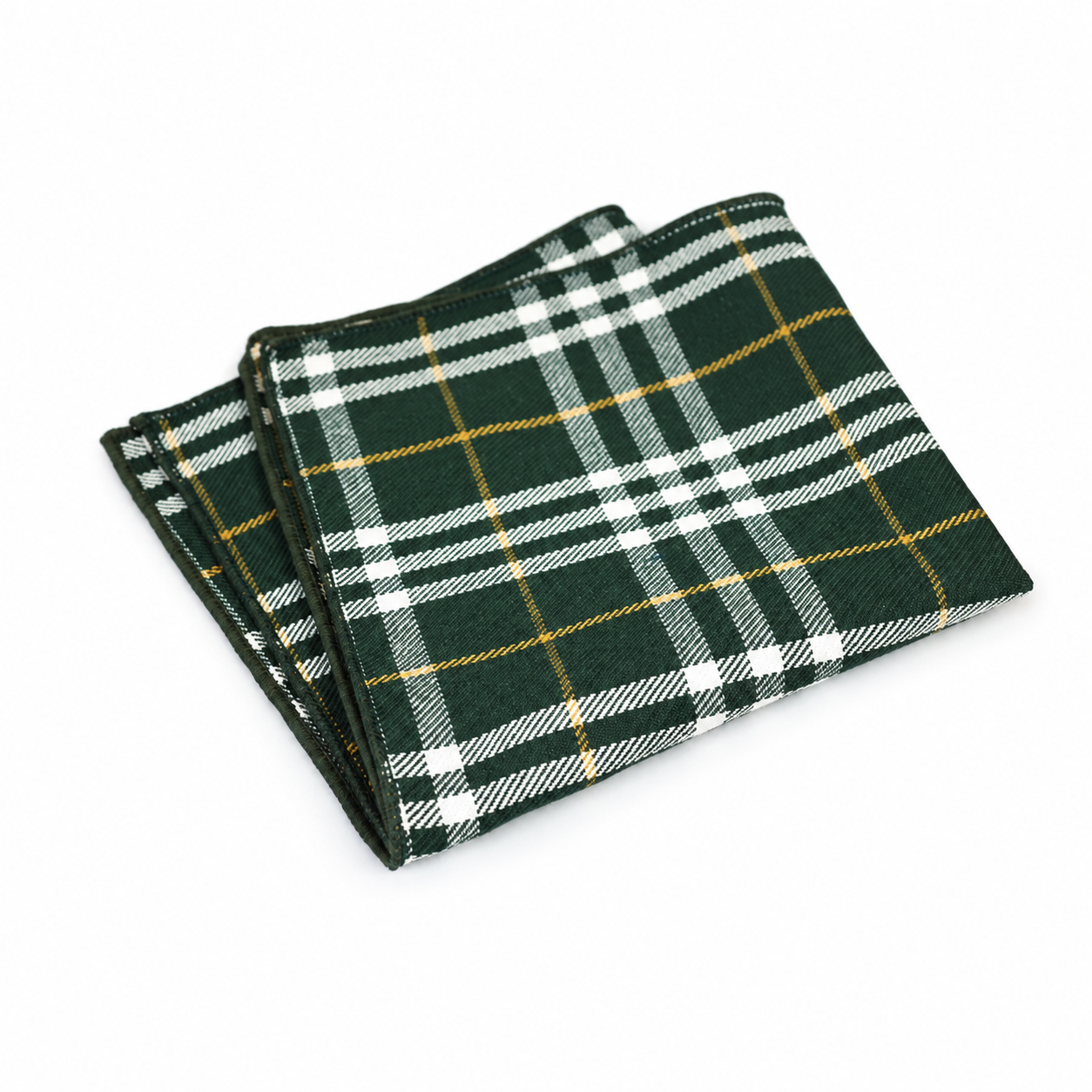 Green, White and Yellow Plaid Pocket Square