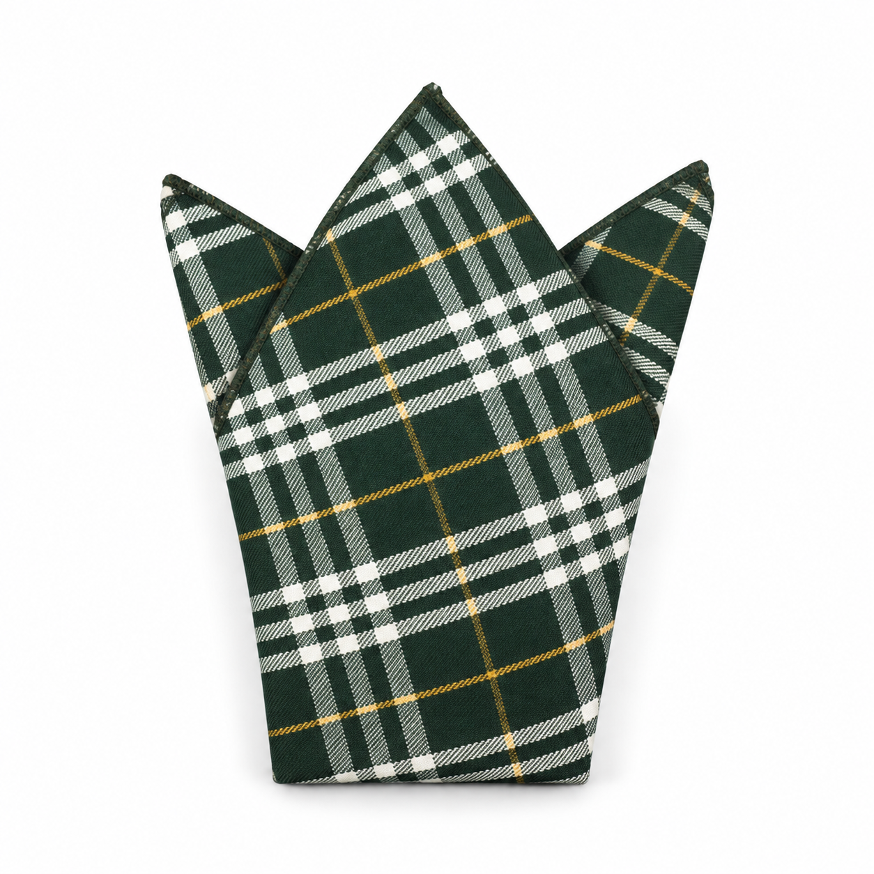 Green, White and Yellow Plaid Pocket Square