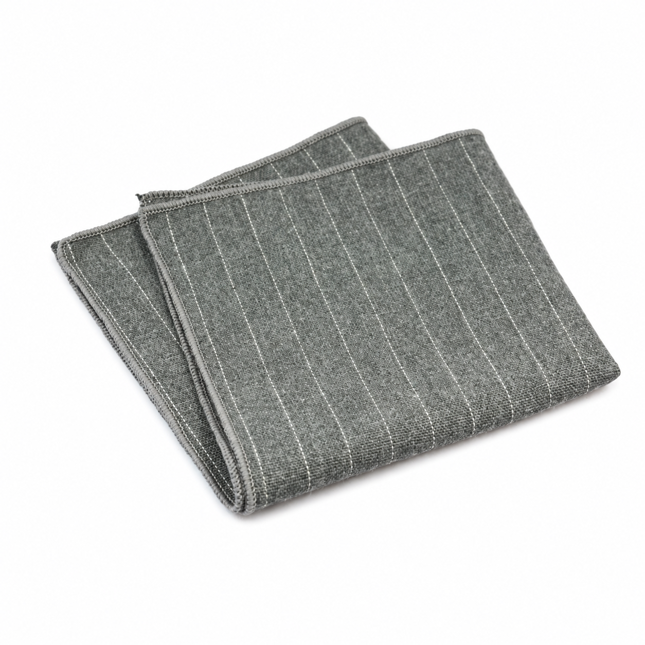 Gray and White Fine Stripe Pocket Square