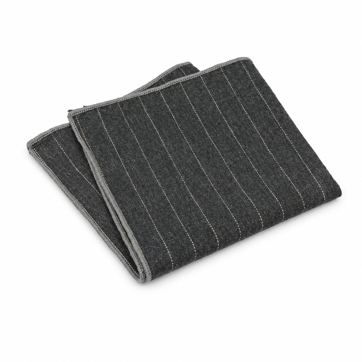 Charcoal and White Fine Stripe Pocket Square