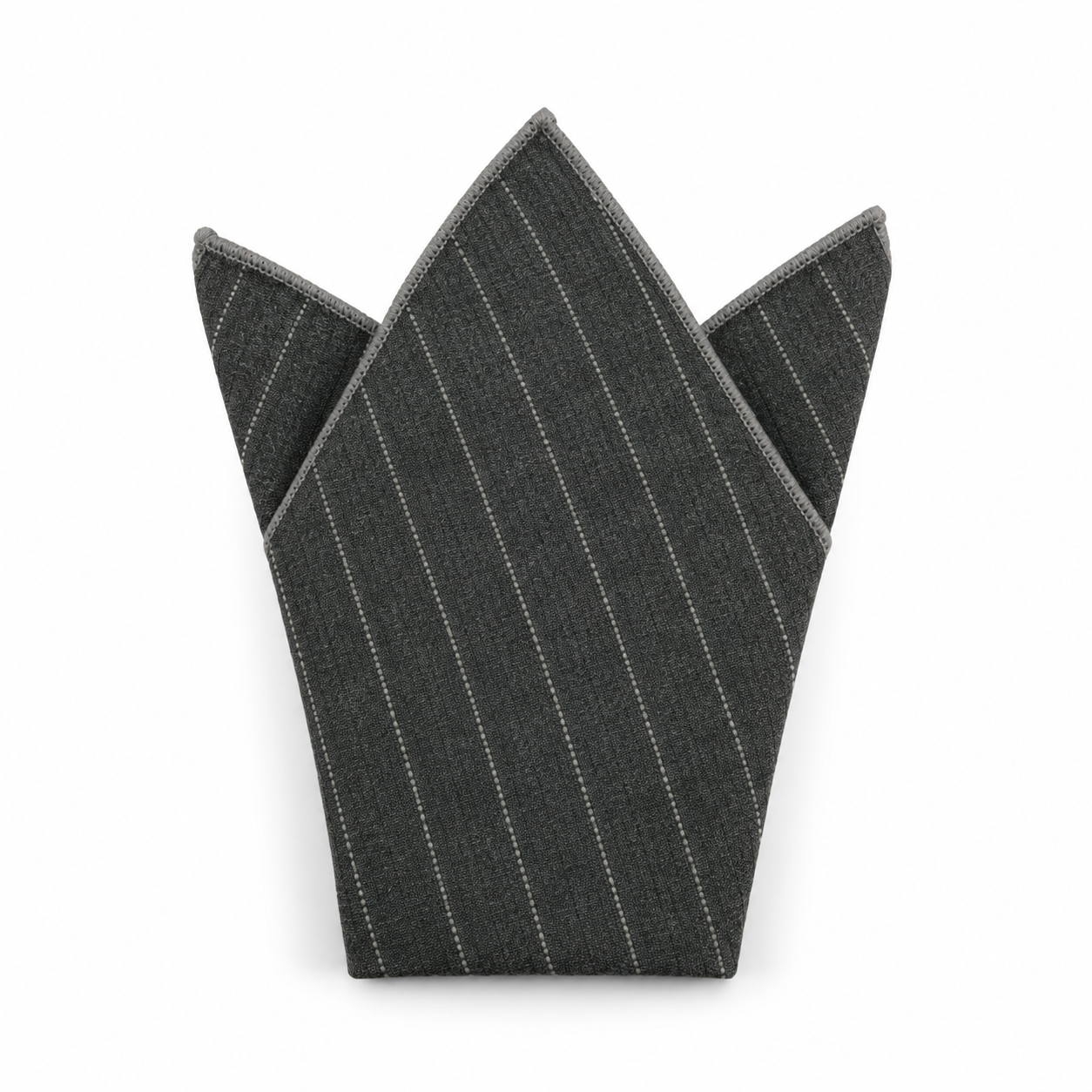 Charcoal and White Fine Stripe Pocket Square