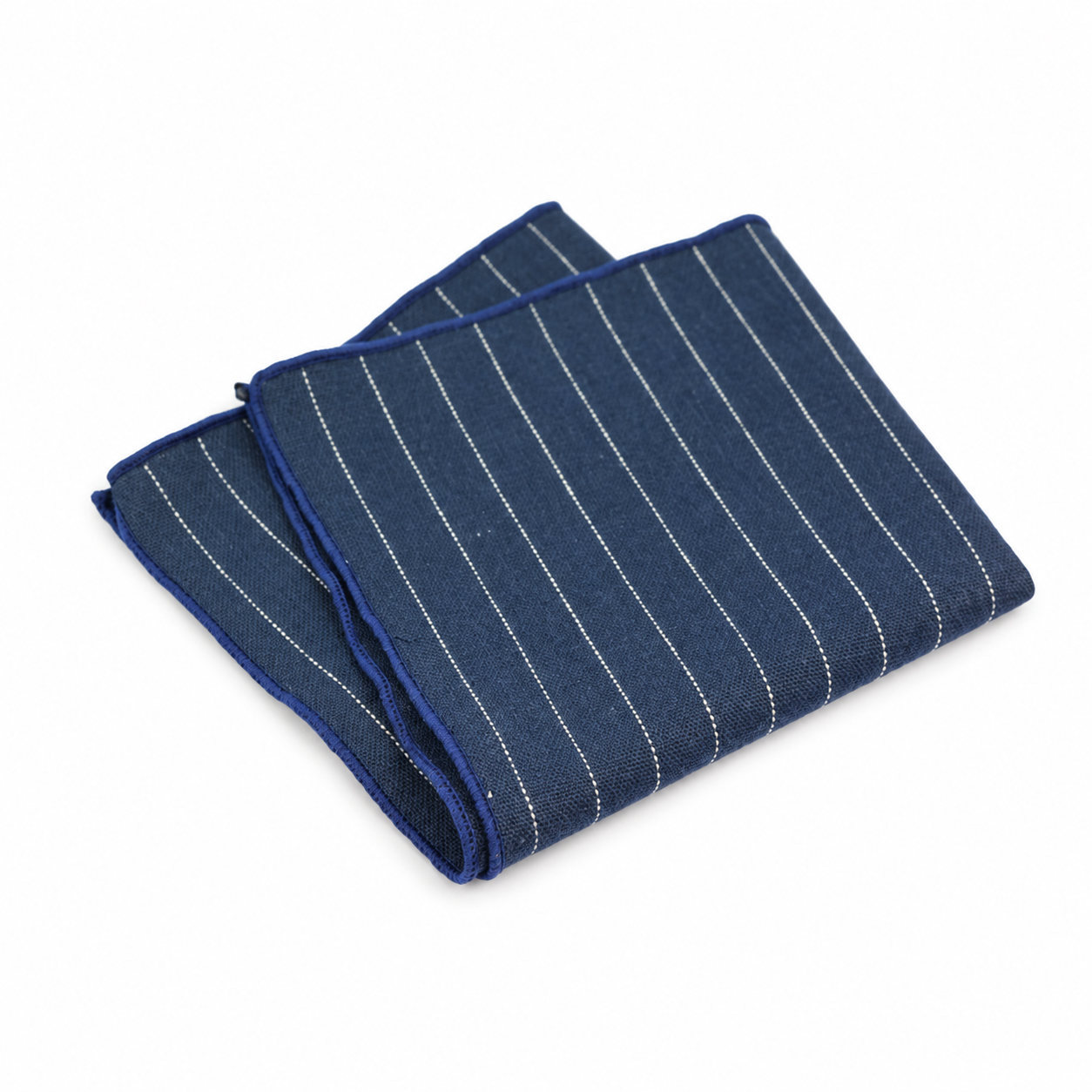 Navy and White Fine Stripe Pocket Square