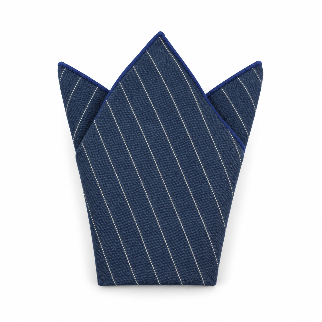 Navy and White Fine Stripe Pocket Square