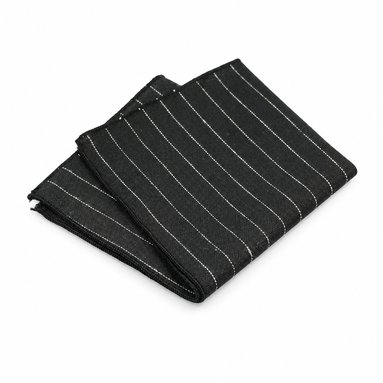 Black and White Fine Stripe Pocket Square