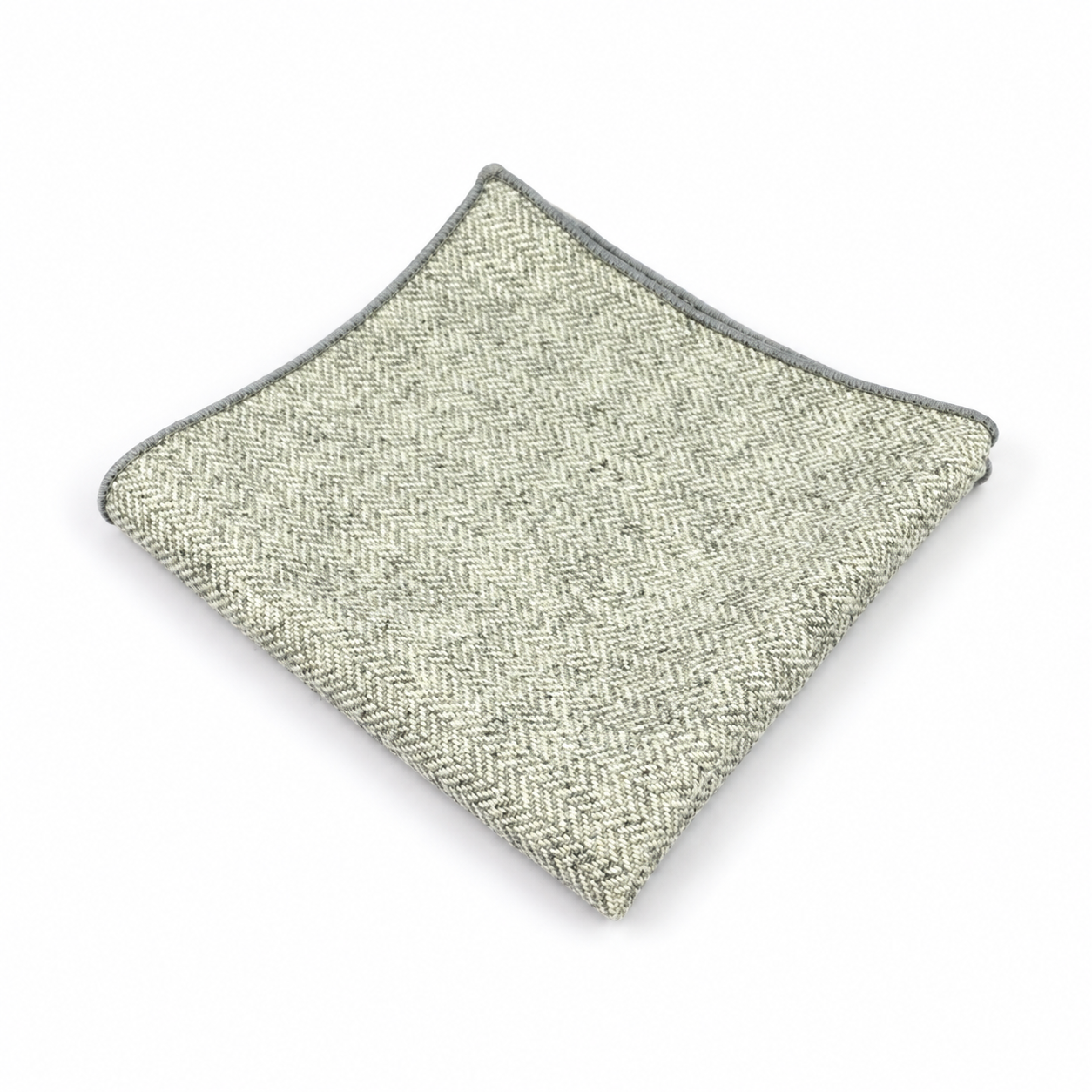 Light Gray Herringbone Pocket Square
